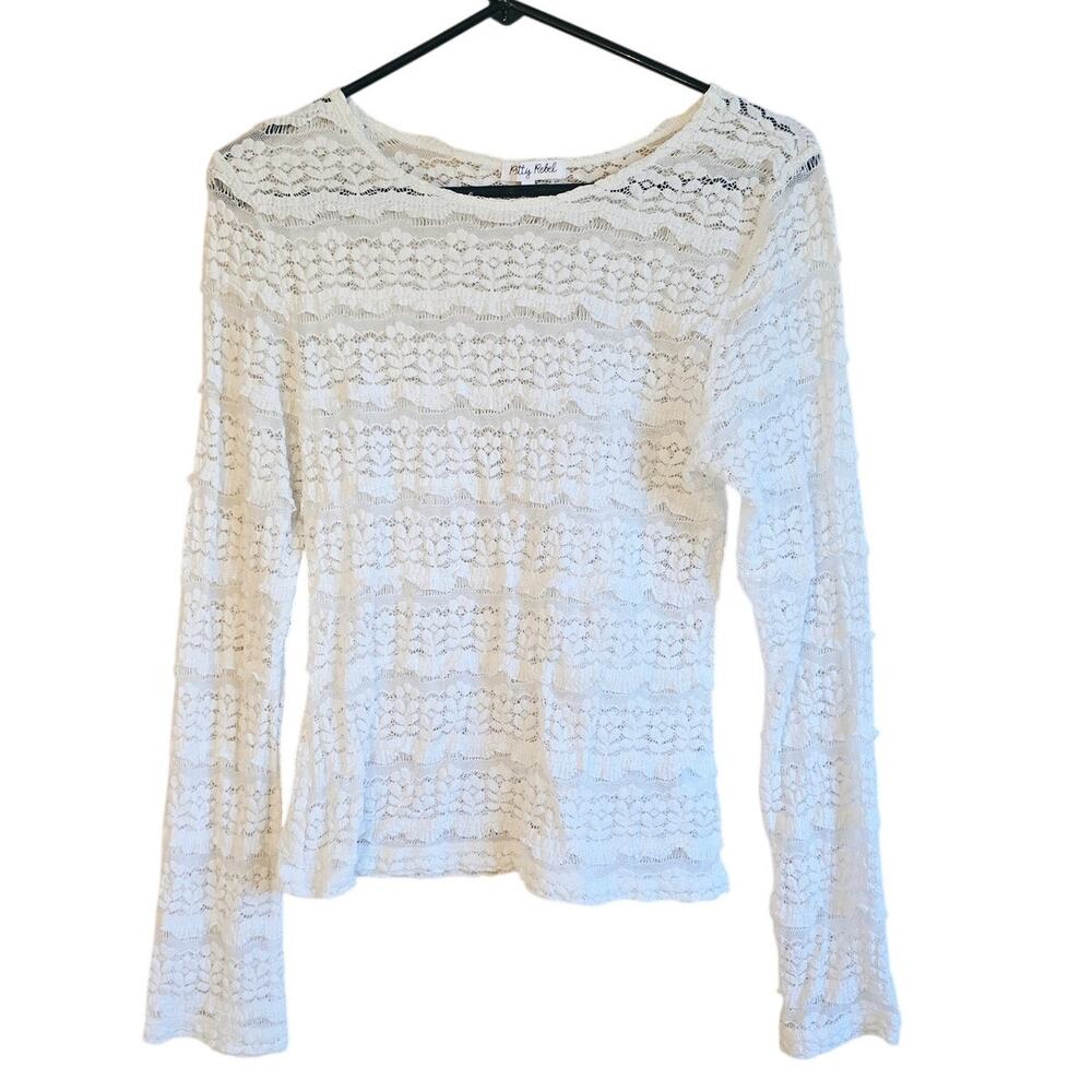 Pretty rebel lace semi sheer top size large
